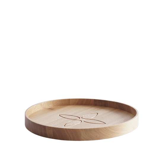 Dienblad Massief eiken hout rond