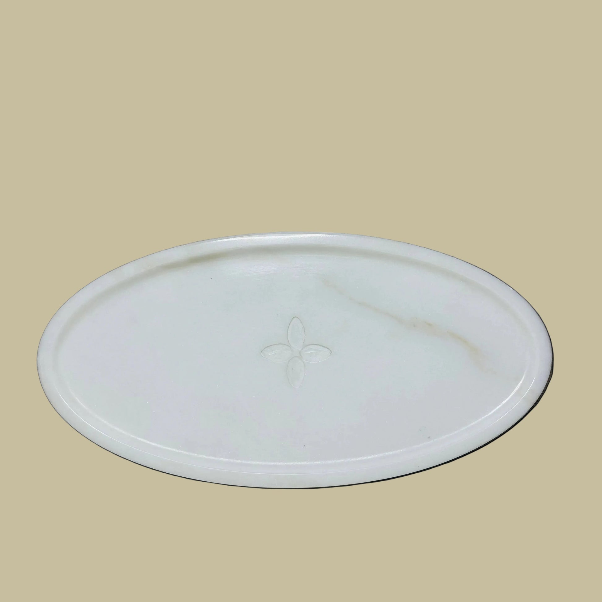 Marmere dienblad ovaal wit