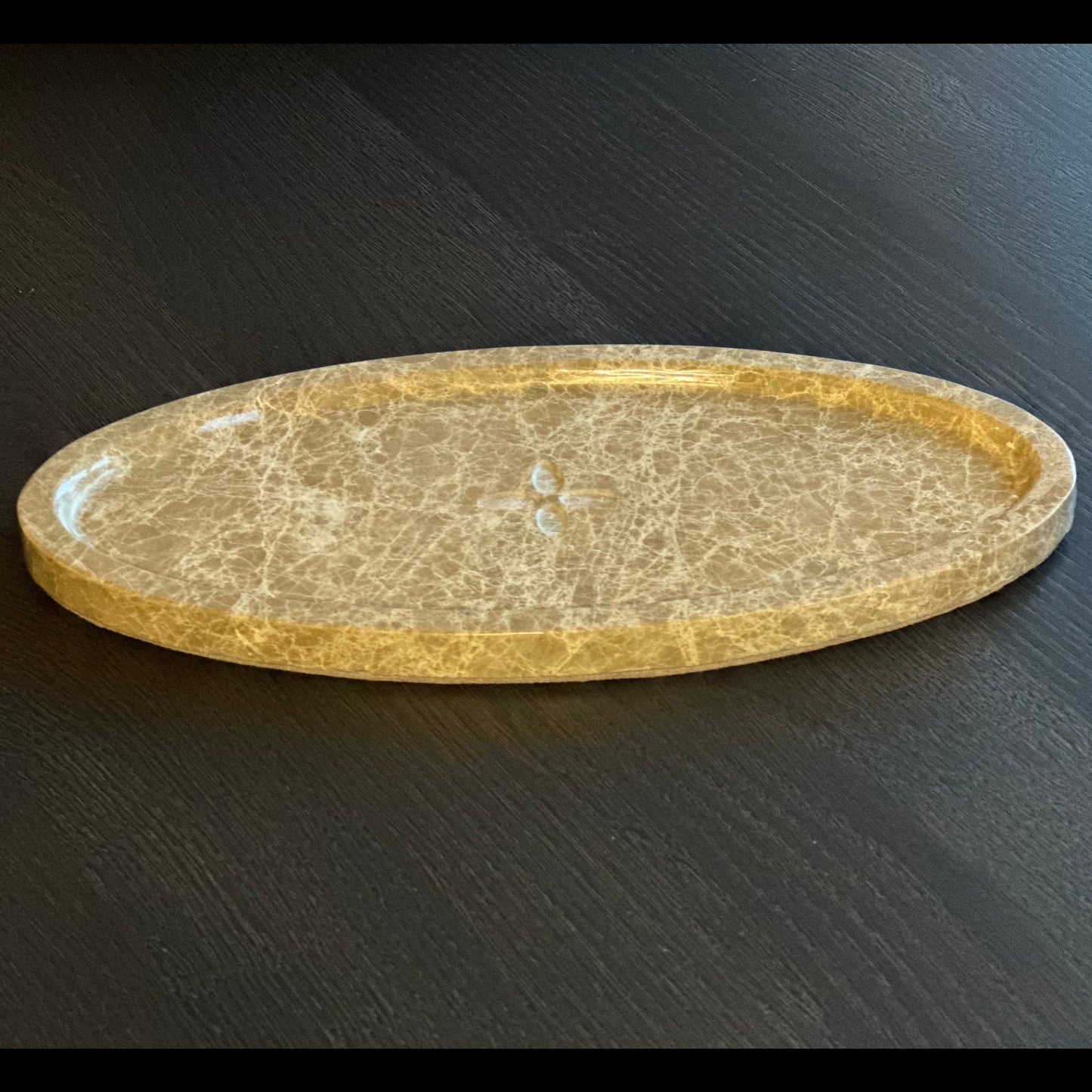 Marmere ovaal dienblad beige